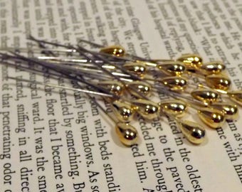 Bright Gold Pearl Straight Pins Set of 18