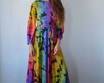 Vintage Maxi Dress, Vintage 1970s Maxi Dress, Fosters, Vintage Evening Gown, 1970s Dress, Floral Maxi Dress, Maxi Dress