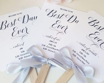 Best Day Ever Program Fan, Wedding Fan Programs, Beach Wedding Fans, Destination Program Fans - The Best Day Ever Wedding Program Fan SAMPLE
