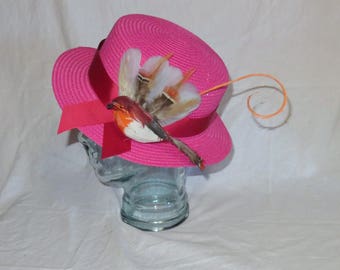 Mary Poppins Hat- Pink Straw Hat Inspired by the New Film "Mary Poppins Returns"