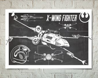 X-Wing Fighter - Star Wars Art - Patent Print, Star Wars Poster, Art Print, Star Wars Patent Art, Fan Art, Star Wars Gift, Industrial decor