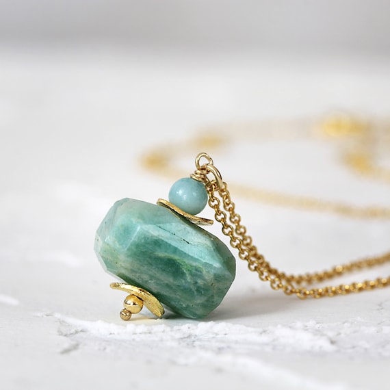 Amazonite Necklace - Green Stone Pendant