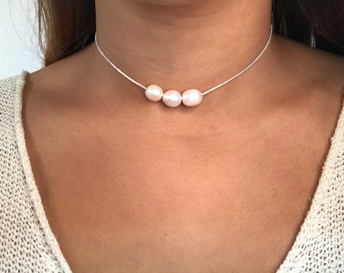 Pearl Choker for Women, pearl choker, Pearl necklace, Boho Choker, Choker Necklace,women pearl choker,silver necklace with pearls,christmas