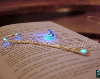 Blue or Purple Lotus Flower BOOKMARK GLOW in the DARK