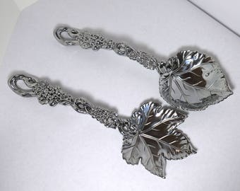 Arthur Court Grape Leaves Aluminum Salad Tossing / Serving Spoon Fork Set - New in Box!