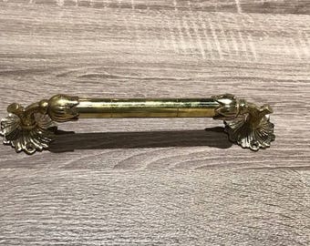Vintage Brass Handcrafted Drawer Pull or Door Handle - Salvaged from a Luxury Ship - Restored and Refurbished