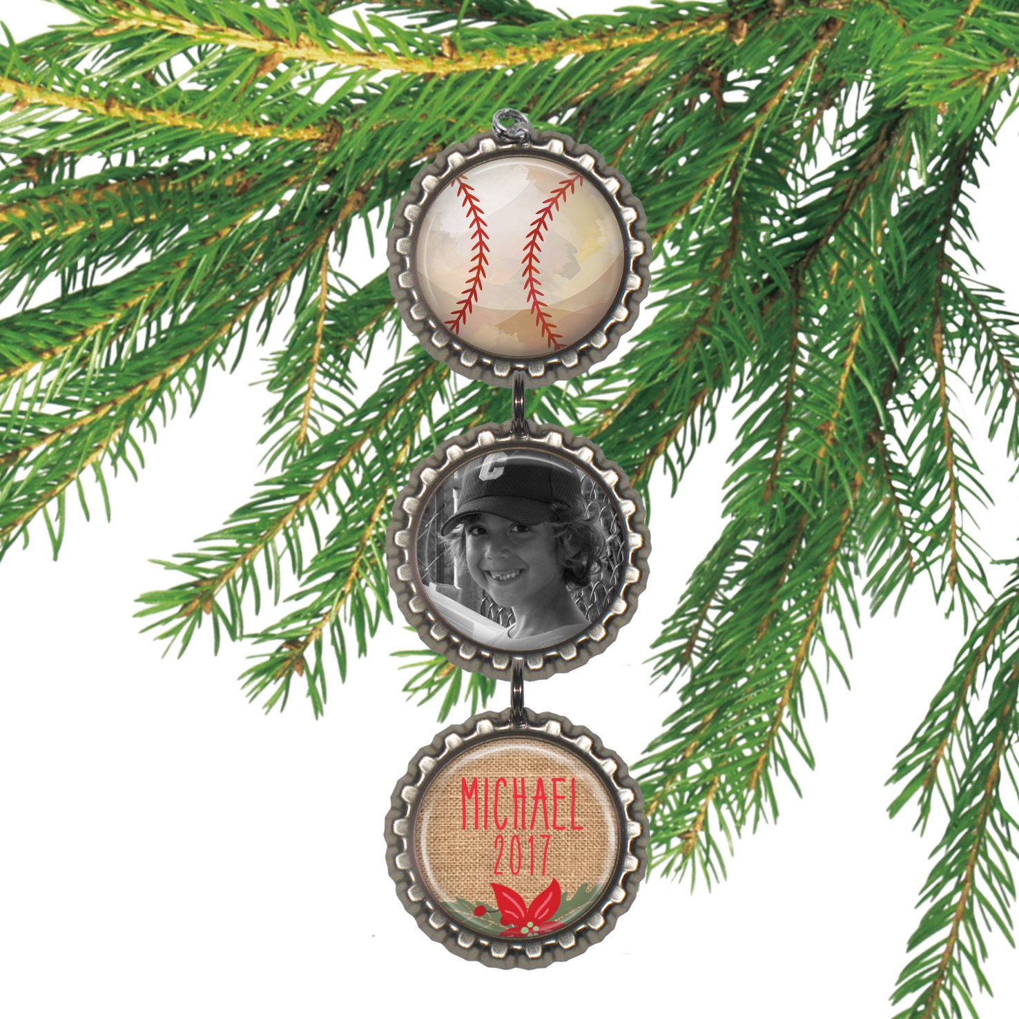 Boys baseball Christmas ornament personalized photo ornament