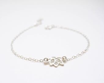 Sterling Silver Lotus Bracelet, Lotus Flower Bracelet, Sterling Silver Lotus Flower, Pink Lotus Flower, Wedding Jewelry, Destination Wedding
