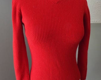 Vintage Long Sleeve Red Cashmere Sweater by Bloomingdale's