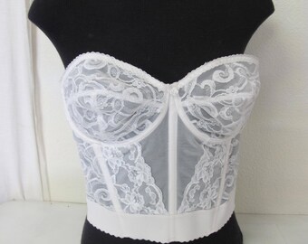 Bustier Corset White Corset Strapless Bra Bustier Goddess Long Line Bra 40 B