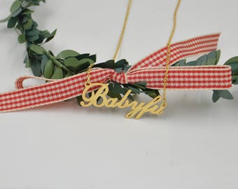 Personalized Name Necklace-Gold nameplate necklace-custom name jewelry-Bridesmaid gift-New Mom gift