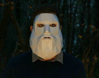 Bearded Man Mask - Make your own from recycled card