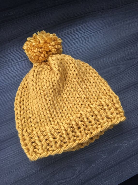 Knitted Hat Yellow Hat Women's Hat Chunky Hat