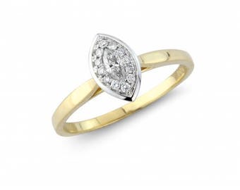 Vintage Halo Marquise Diamond Gold Ring