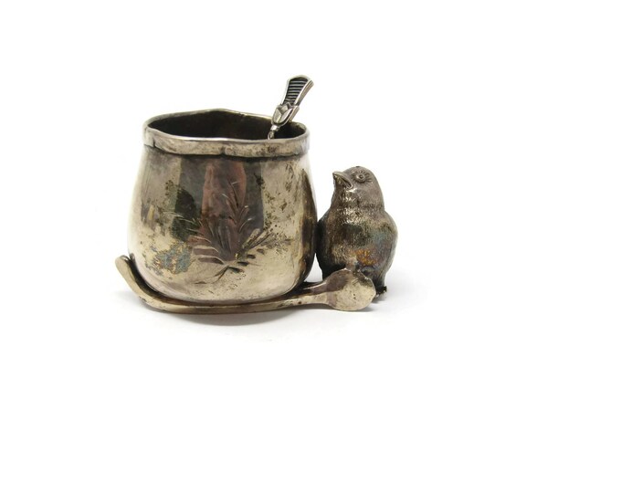Antique Victorian Royal Silver Plate Figural Chick Wishbone Toothpick Holder - Triple Silver Plate Bird Toothpick Holder Silverplated