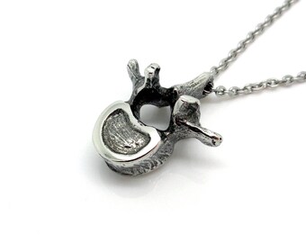 Lumbar Vertebrae Necklace, Handmade Anatomical Pendant, Spine Charm