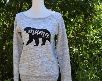 the only jenny mama bear sweatshirt - womens off shoulder - boat neck - sweatshirt - gray marble sweatshirt - mommy to be sweatshirt - mama
