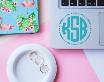 Arrow Monogram Custom Decal | Vinyl Decal | Car Decal | Yeti Cup Decal | Vine Monogram Laptop Sticker - By Jen Sew Unique