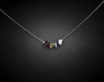 7 Chakra Neckace Dainty Necklace Raw Chakra Crystals Chakra Stones Seven Chakras Dainty Choker Chakra Jewelry Minimlaist Jewelry Choker