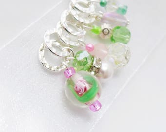 Heart of a Rose - Six Handmade Stitch Markers - 6.5 mm (10.5 US) - Limited Edition