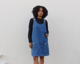 Vintage 90s denim dress Sleeveless tank mini dress