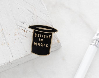 SALE: Believe in Magic Enamel Pin - Gold Enamel Pin - Magic Enamel Pin - Black Gold Enamel Pin - Magic Pin - Enamel Lapel Pin - gift for her