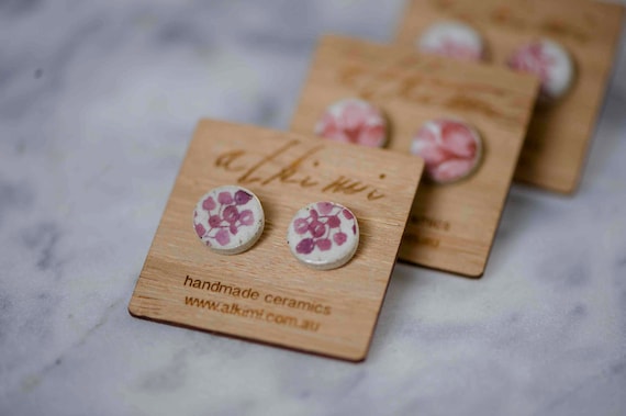 Nature ELDERBERRY Earthy Ceramic Earrings - Waterproof Sensitive Surgical Steel - FREE SHIPPING - Gift for Women - Tree Plant Nature Studs