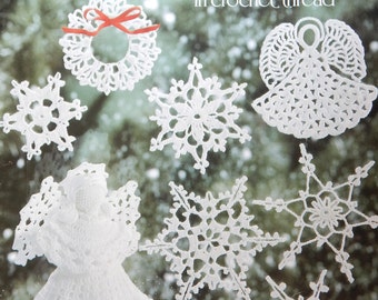 Christmas Ornaments & Snowflakes In Crochet Thread Crochet Patterns by Mary Thomas/Snowflakes, 7 in. Angel, Christmas tree decorations