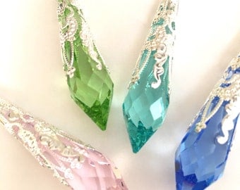 Swarovski Strass drop prism necklace, antique filigree pendant, crystal necklace, gifts for her, Christmas presents, victorian Mothers Day