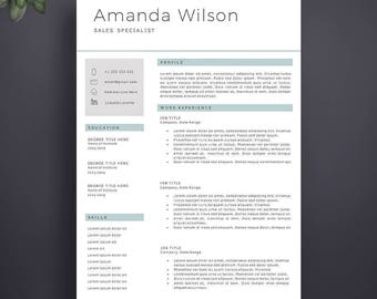 Resume Template, Professional Resume Template, Instant Download, Modern Resume Template, Professional CV Template, Simple Resume Template