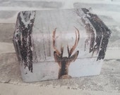 Winter Wedding Double Ring Box - Winter Wonderland - Deer / Stag Snow - Wedding Ring Box