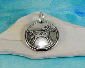 Spirit Horse Pendant, Inspirational Jewelry, Horse Charm, Equestrian Pendant, Native American Jewelry, Medium Fine Silver Charm