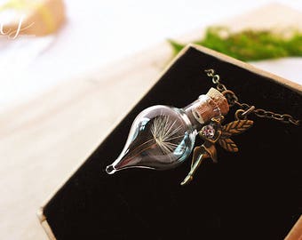 Fairy Dandelion Necklace, Guardian Angel Necklace, Dandelion Wish Necklace, Fairy Garden Jewelry Good Luck Gift Breast Cancer Survivor Gifts