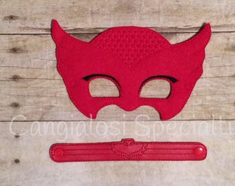 PJ Masks Owlette Inspired Mask & Bracelet Set/Child/Adult/Cosplay/Pretend Play/Costume/Halloween/Photo Booth/Birthday/Party Favor/Gift/Party