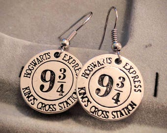Platform 9 3/4 Earrings - Harry Potter Earrings - King's Cross Station Earrings - Hogwarts Earrings