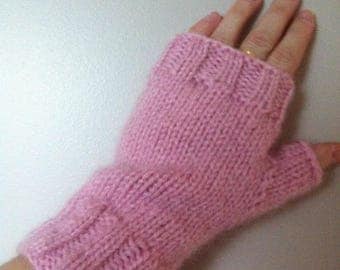 Knitted mittens made of wool and mohair
