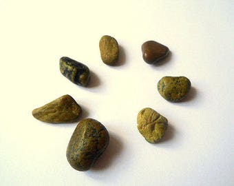Green Beach Pebbles, Beach Stones, Sea Stones, Stone Beads, Undrilled Stones