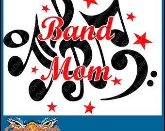 Band Mom| SVG| DXF| EPS| Png Cut File| Marching Band| Band| Music Notes| Silhouette| Cricut| Instant Download