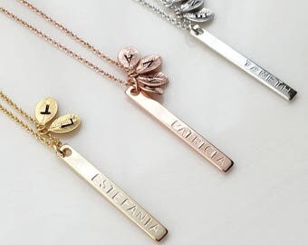 Mom Jewelry Family tree Necklace Grandmother gift Leaf necklace rose gold initial necklace for mom - 6N-L