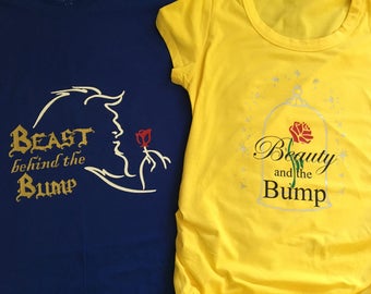 Beauty and The Beast Inspired Couples Maternity, Disney Maternity Shirt