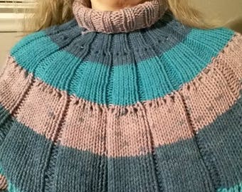 Blair Turtleneck Striped Knit Poncho main image 0