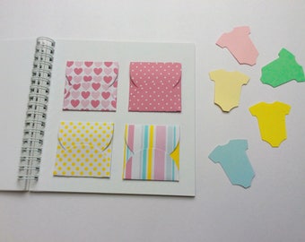 baby memory book, baby book, baby shower gift, mini baby scrapbook photo album, mini envelope book, gender reveal guest book guestbook
