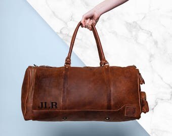 Leather Holdall/Duffle - Weekend Bag - Overnight Bag in Vintage Brown by MAHI Leather