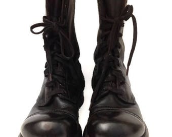 VTG Corcoran Hobnail Boots/Vintage 1950s Military Jump Boots/Black Paratrooper Flight Boots/Mens Size 6.5 E