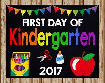INSTANT DOWNLOAD- First Day of Kindergarten Sign- Back to School Printable - School Sign- School Photography Prop-8" x 10" image-Digital