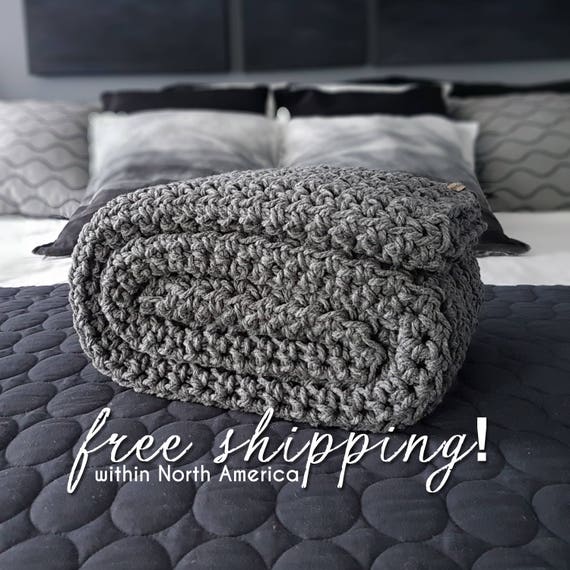 Gray Crochet Blanket Blanket Throw Blanket Grey Throw