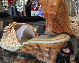 Gold Raffia Wedges - MIA 30A PREORDER main image 1