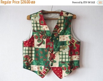 ON SALE Mens Colorful Christmas Vest Christmas Spirit Print Waistcoat Ugly Sweater Party Vest Size XL To Xxl Large Oversized