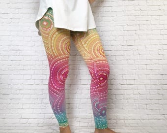 Rainbow Leggings - Fashion Leggings - Medallion Leggings - Leggings Printed - Colorful Leggings - Women's Leggings -Bright Leggings -Legging