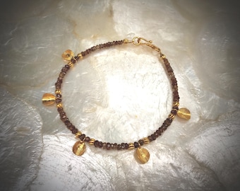 natural zircon gemstone bracelet with solid gold 18 karat 18k